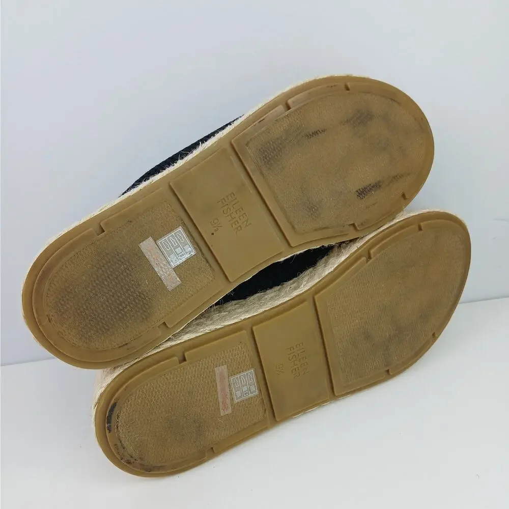Eileen Fisher SZ 9.5 Tali Recycled Stretch Knit Espadrille Wedge Sandals